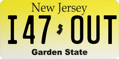 NJ license plate I47OUT