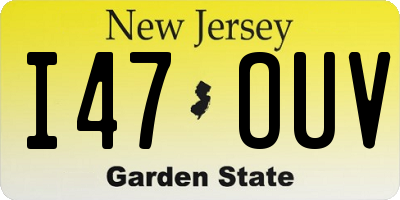 NJ license plate I47OUV