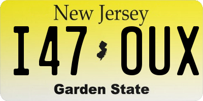 NJ license plate I47OUX