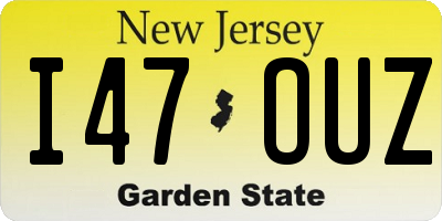 NJ license plate I47OUZ