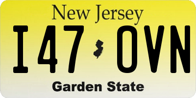 NJ license plate I47OVN