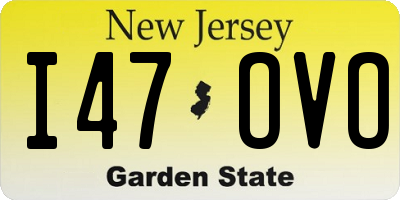 NJ license plate I47OVO