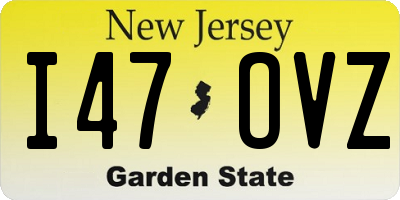 NJ license plate I47OVZ