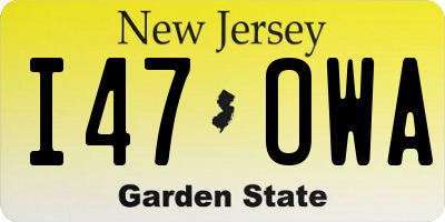 NJ license plate I47OWA
