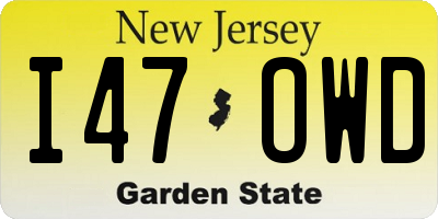NJ license plate I47OWD
