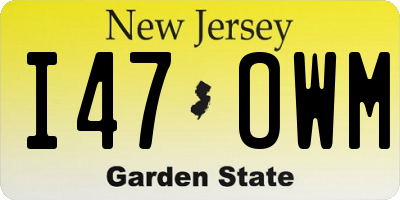 NJ license plate I47OWM
