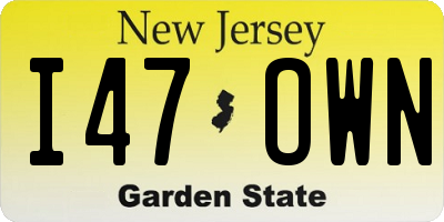 NJ license plate I47OWN