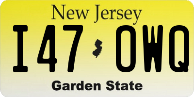 NJ license plate I47OWQ