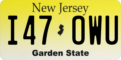 NJ license plate I47OWU