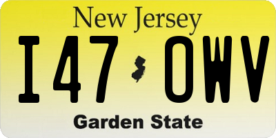 NJ license plate I47OWV