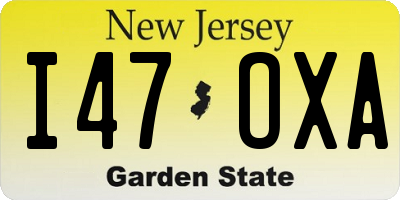 NJ license plate I47OXA