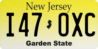 NJ license plate I47OXC