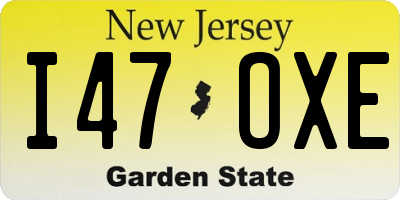 NJ license plate I47OXE