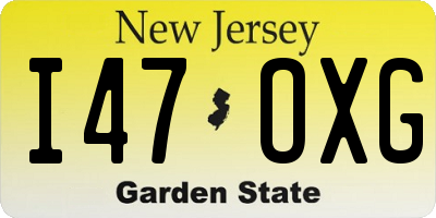 NJ license plate I47OXG
