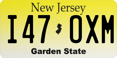 NJ license plate I47OXM