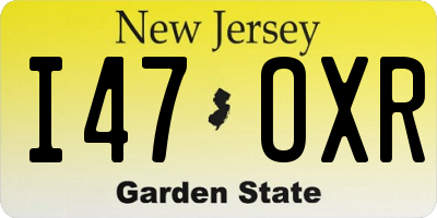 NJ license plate I47OXR