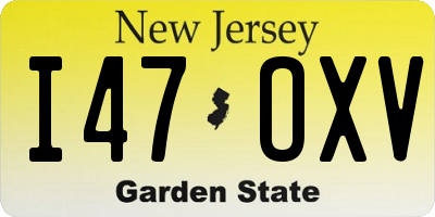 NJ license plate I47OXV