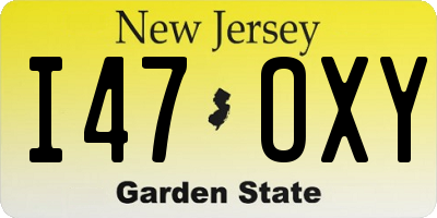 NJ license plate I47OXY