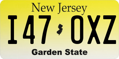 NJ license plate I47OXZ
