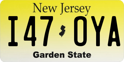 NJ license plate I47OYA