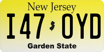NJ license plate I47OYD