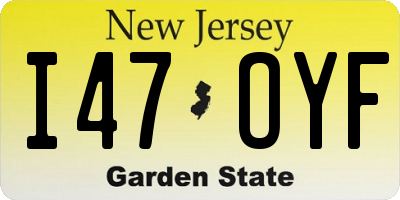 NJ license plate I47OYF