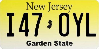 NJ license plate I47OYL