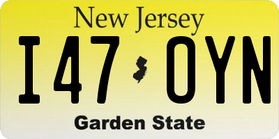 NJ license plate I47OYN