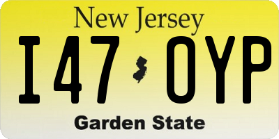 NJ license plate I47OYP
