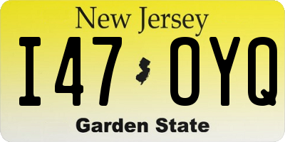 NJ license plate I47OYQ