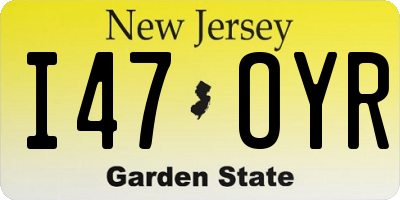 NJ license plate I47OYR