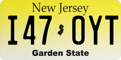 NJ license plate I47OYT