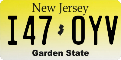 NJ license plate I47OYV