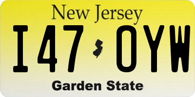 NJ license plate I47OYW