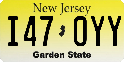NJ license plate I47OYY