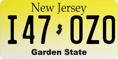 NJ license plate I47OZO