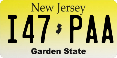 NJ license plate I47PAA