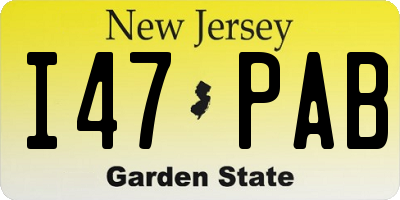 NJ license plate I47PAB