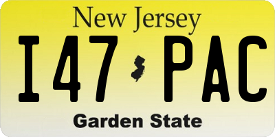 NJ license plate I47PAC