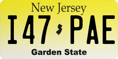 NJ license plate I47PAE
