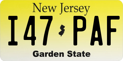 NJ license plate I47PAF
