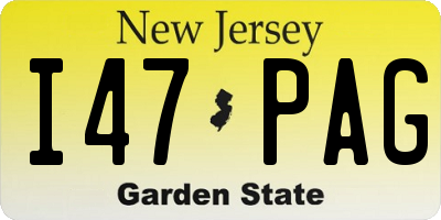 NJ license plate I47PAG