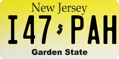 NJ license plate I47PAH