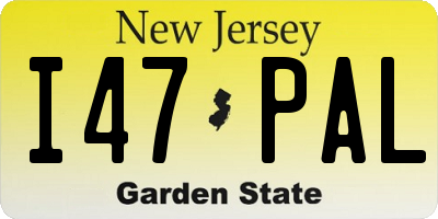 NJ license plate I47PAL