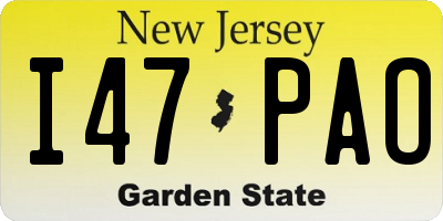 NJ license plate I47PAO