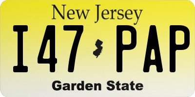 NJ license plate I47PAP