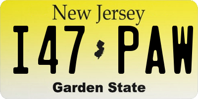 NJ license plate I47PAW