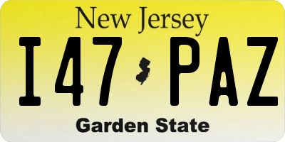 NJ license plate I47PAZ