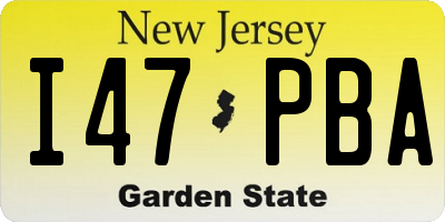 NJ license plate I47PBA