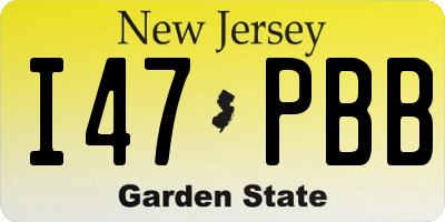 NJ license plate I47PBB